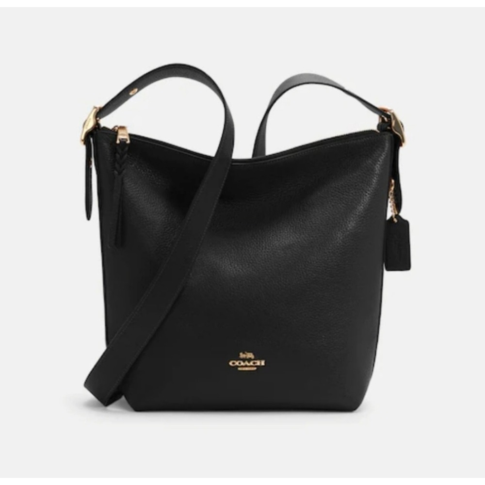 Coach Val Duffle Crossbody Bag in Black Pebbled Leather